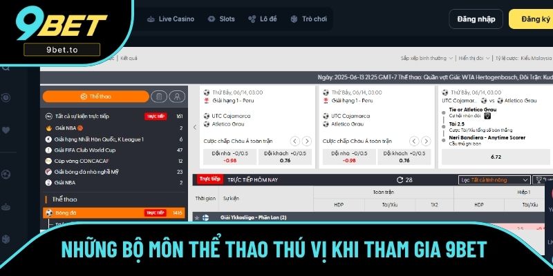 Những bộ môn thể thao thú vị khi tham gia 9BET 
